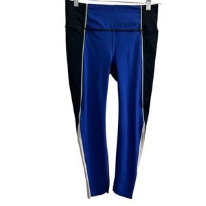 Athleta Women's XS Blue Velocity Colorblock Capri Leggings Yoga Running Fitness